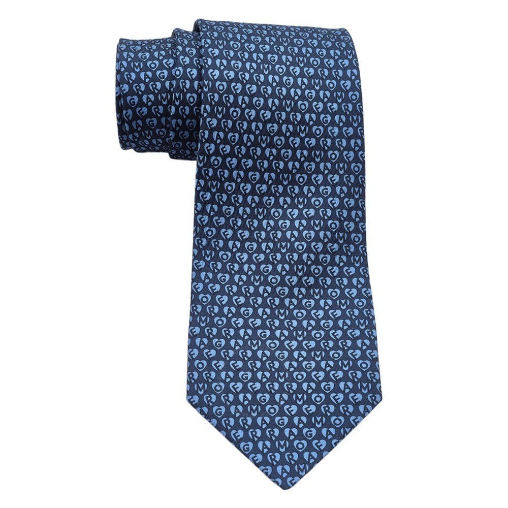 Ferragamo Heart Print Logo Silk Men's Tie